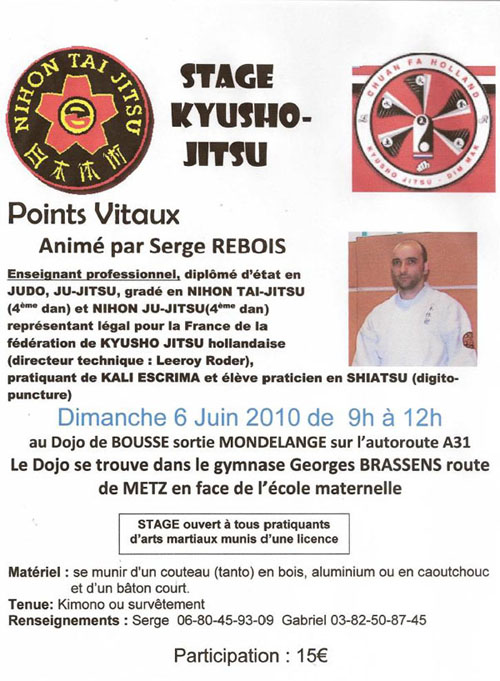 affiche stage Kyusho Jitsu